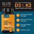 Elite Vitamin D3 K2 MK7 - Support Your Bones, Vitamin D Levels, Heart, and Immune System with Vegan Lichen Vitamin D3 5000 IU and Vitamin K2 MK-7 180 Mcg with Calcium Citrate. 90 Capsules