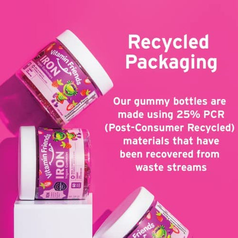 Vitamin Friends Iron Multivitamin for Kids - Vegan (60 Day Supply) Ferrous Fumarate with B-Complex, Vitamin C, Zinc, Biotin - Iron Gummies Support Kids Body Function Iron Levels & Anemia