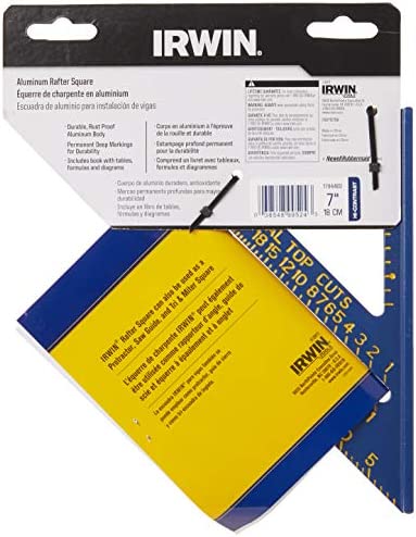 IRWIN Tools Rafter Square, Hi-Contrast Aluminum, Blue , 7-Inch (1794463)