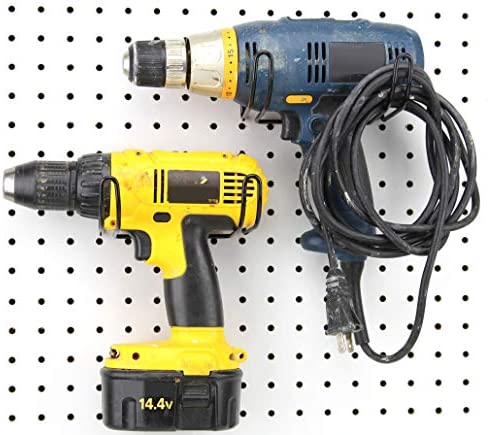 Pegboard Drill Holder, 2 Pack - Black, Steel - Hooks to Any Peg Board - Pegboard Organization Accessory - Add to Pegboard in Your Tool Shed, Garage, or Workbench