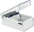 Acrimet Index Business Card Size File Holder Organizer Metal Base Heavy Duty (AZ Index Cards and Divider Included) (White Color with Clear Crystal Plastic Lid Cover)