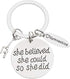 Sportybella Gymnastics Keychain- She Believed She Could So She Did Girls Gymnastics Gift- Gymnastics Jewelry for Gymnast