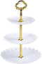 Artliving 3-tier Plastic Cake Stand-Dessert Stand-Cupcake Stand-Tea Party Serving Platter White Gold
