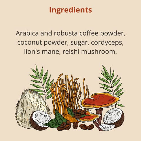 Instant Mushroom Coffee, Nootropic Coffee, Coconut Milk, Cordyceps, Lion’s Mane, Reishi - 1 LBS (454g), PARA AU