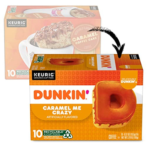 Dunkin' Coffee Keurig K-Cup Pods, Caramel Me Crazy, 10 Count (Pack of 1) - Packaging May Vary