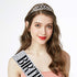 "Birthday Queen" Sash & Rhinestone Tiara Kit - 21st 30th Birthday Gifts Birthday Sash for Women Birthday Party Supplies (Silver Glitter with Black Lettering)