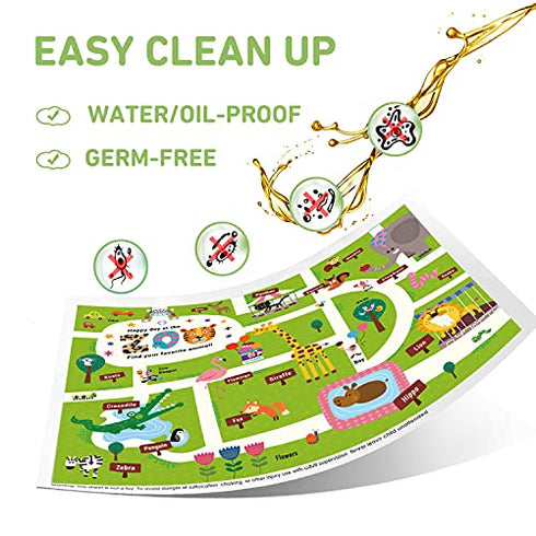 Disposable Stick-on Placemats 40 Pack for Baby & Kids, Restaurant Table Mats 12" x 18" Sticky Place Mats,Toddler Baby Placemat Happy Zoo Theme