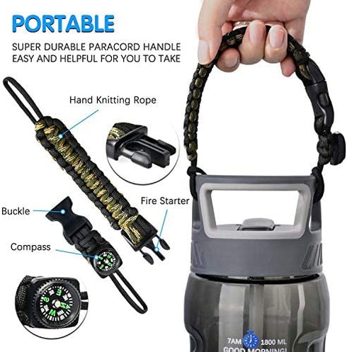 Big Motivational Half Gallon Water Bottle with Straw, BPA Free Resuable 64 OZ Water Bottle with Straw & Time Marker, 1/2 Gallon Sports Water Jug for Camping Hiking Fitness