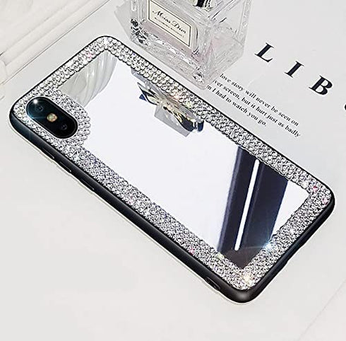 Poowear for iPhone 11 Case 3D Glitter Sparkle Bling Mirror Case Luxury Shiny Crystal Rhinestone Diamond Bumper Clear Protective Case Cover for Women for iPhone 11 Silver