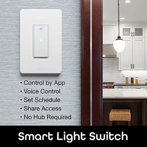 Geeni TAP Smart Light Switch, White, 1 Switch - No Hub Required - Requires Neutral Wire - Smart Light Switch Works with Amazon Alexa and Google Home Requires 2.4 GHz Wi-Fi