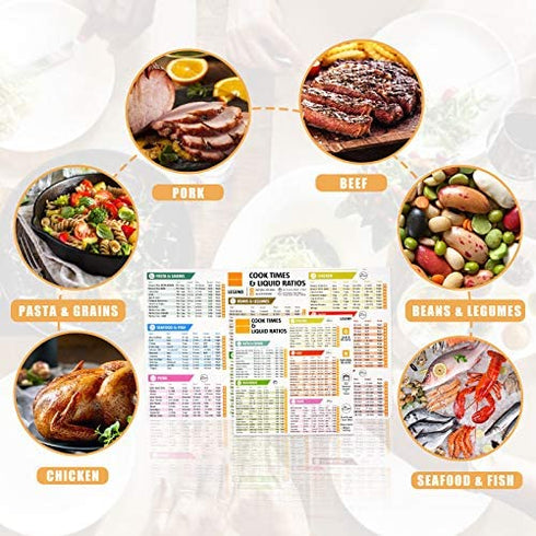 Instant Pot Magnetic Cheat Sheet, Pressure Cooker Magnet, Air Fryer Accessories Cooking Times Food Chart for Refrigerator