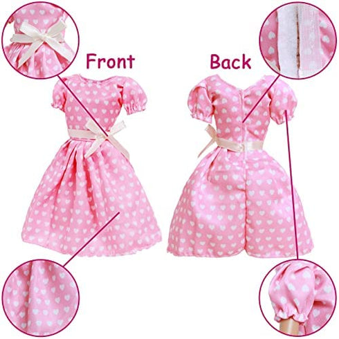 43Pcs Doll Clothes and Accessories Pack Including 10 Mini Dresses 3 Handmade Fashion Clothing Outfits Sets 10 Shoes 20 Cute Doll Accessories for 11.5 inch Girl Doll