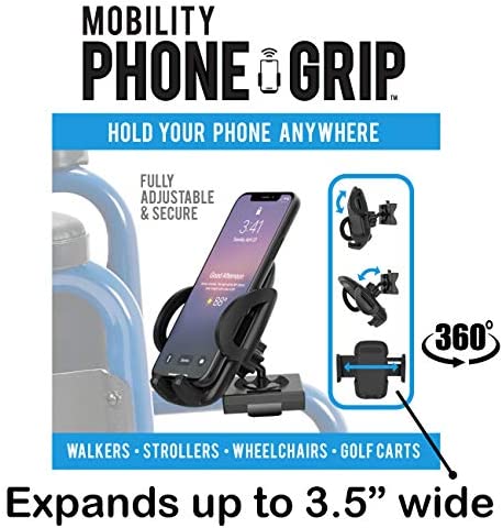 Easy To Use Products Mobility Phone Grip, Cell Phone Holder for Walkers Wheelchairs and Scooters