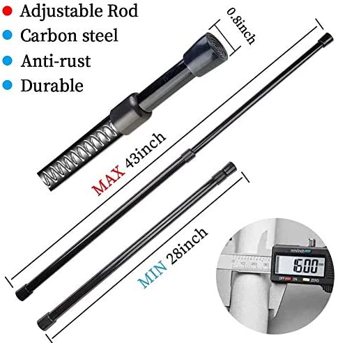 DZHJKIO Spring Tension Curtain Rods 28-43 Inch Adjustable Spring Loaded Small Mini Extendable Heavy Duty Black Curtain Tension Rod For Kitchen, Bathroom, Window, Bookshelf ,Closet?Black?