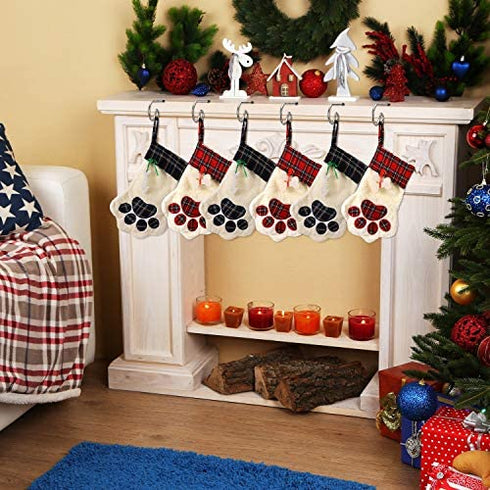 Boao 6 Pieces Christmas Stocking Holders Mantel Stockings Hanger Christmas Metal Hook Hanger for Christmas Party Decoration (Silver)