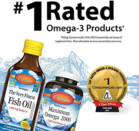 Carlson - Cod Liver Oil Minis, 280 mg Omega-3s + Vitamins A & D3, Heart Support & Cognitive Function, Vision Health, 250 Mini Soft Gels