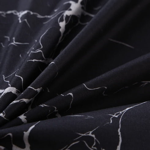 MAG Black Marble Full Size Super Soft Microfiber Bed Sheet 4PC Marble Bedding Sheet Set with 1 Flat & 1 Fitted Sheet with 2 Pillow Shams , 12? Deep