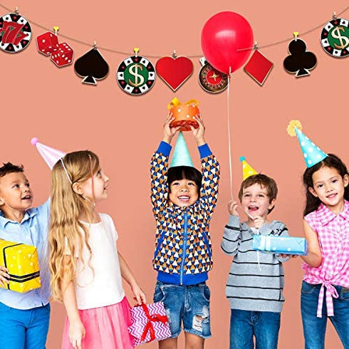 Casino Party Cut-Outs Versatile Las Vegas Casino Themed Poker Birthday Party Decoration Cutouts with Glue Point Dots for Bulletin Board Classroom School Casino Party Supplies, 5.9 x 5.9 Inch (40 Pcs)
