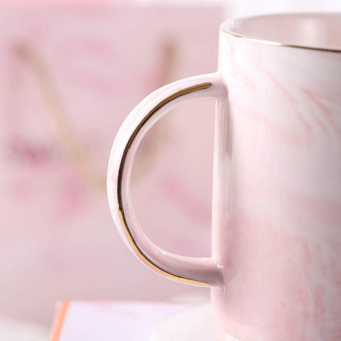 Boss Lady Pink Marble Ceramic Coffee Mug 11.5 Oz with Coasters Boss Lady Mug Birthday Gifts for Women Mom and Girl Female Entrepreneur Business Owner Coffee Mug for Women