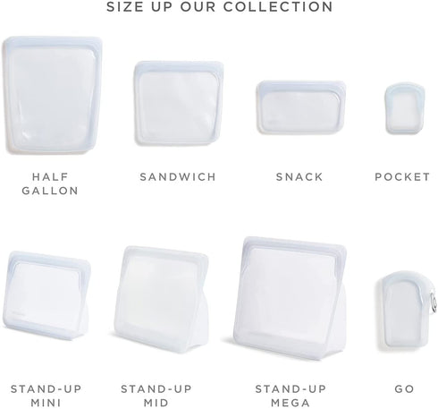 Stasher Platinum Silicone Food Grade Reusable Storage Bag, Blue (Stand-Up Mid) | Reduce Single-Use Plastic | Cook, Store, Sous Vide, or Freeze | Leakproof, Dishwasher-Safe, Eco-friendly | 56 Oz