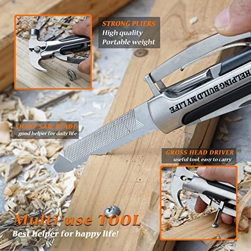 VEITORLD All in One Survival Tools Small Hammer Multitool, Gifts for Dad from Kids Valentines Day, Unique Birthday Gift Ideas for Dad Men Him from Daughter Son, Cool Gadgets Stocking Stuffers for Men
