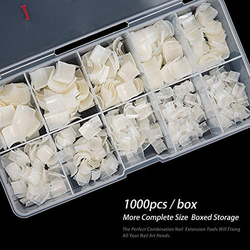 Short Nail Tips - TOEDO 1000PCS French Short Style Nail Tip Natural Acrylic Nail Tips 10 Sizes False Nails for Nail Art Salon
