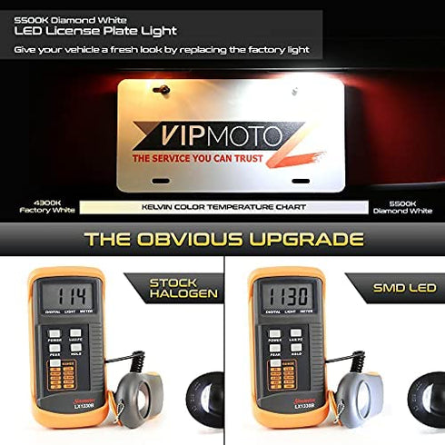 VIPMOTOZ Bright White SMD LED License Plate Light Compatible with Ford F150 F250 F350 Super Duty Ranger Pickup Explorer Bronco Excursion Expedition Rear Bumper Tag Lamp Housing Assembly Replacement