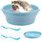 WOLEDOE Hedgehog Bath Supplies, Foldable Bathtub and 2 Pack Cleaning Brush Tool - Blue