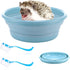 WOLEDOE Hedgehog Bath Supplies, Foldable Bathtub and 2 Pack Cleaning Brush Tool - Blue
