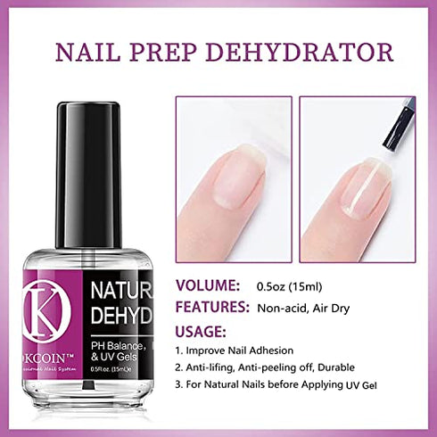 OKCOIN Nail Primer - Professional Nail Dehydrator and Primer Acid Free Nail Prep Dehydrator No Burn Nail Primer Superior Bonding Primer for UV Gels 0.5oz