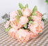 Duovlo Springs Flowers Artificial Silk Peony Bouquets Wedding Home Decoration,Pack of 1 (Spring Orange-Pink)