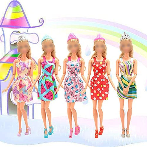 BM 75 Pieces Doll Clothes and Accessories for 11.5 Inch Girl Doll Include 15 Pcs Party Dresses, 10 Pcs Shoes, 10 Pcs Bags, 40 Pcs Different Doll Accessories
