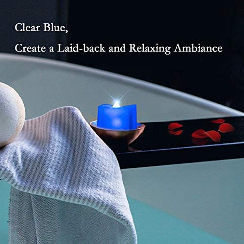 Homemory 24PACK Blue Tea Lights Candles, Flameless Flickering LED Candles Battery Operated, Navy Blue Tea Lights, Blue Base, Batteries Included