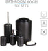 IMAVO Bathroom Accessories Set, 6-Piece Plastic Gift Set, Toothbrush Holder, Toothbrush Cup, soap Dispenser, soap Dish, Toilet Brush Holder, Trash can (Black)