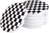 Absorbent Stone Car Coasters for Drinks,Absorb Condensation for protect the Car Cup Holder,Small 2.56"Diameter,Set of 2,Simple Black and White Checkered Flag