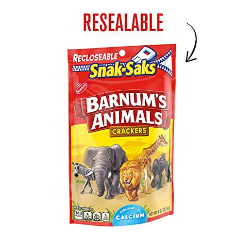Barnum's Original Animal Crackers, 8 oz Snak-Sak
