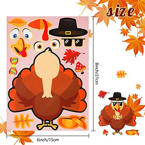 Thanksgiving Stickers, Thanksgiving Crafts for Kids Thanksgiving Games Make Your Own Turkey Stickers for Kids DIY Turkey Games Thanksgiving Party Favors Supplies Prizes Creative Scrapbooks - 24 Sheets