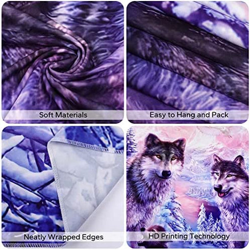 KYKU Snow Wolf Tapestry Pink Family Wolves Tapestry Wall Hanging Wild Animal Tapestries for Bedroom Living Room Dorm Decor (W59.1 × H51.2, Pink)
