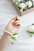 Floroom Set of 6 Ivory Rose Wrist Corsage Wristlet Band Bracelet for Women Bride Bridesmaid White Wedding Prom