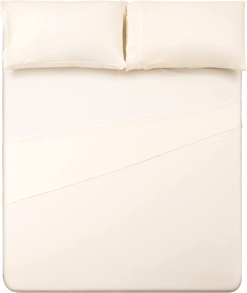 Marsail Queen Size Sheets Set 4pcs Extra Soft Cooling Bed Sheets Fine Brushed Microfiber Polyester Luxury Bedding Sheets Up to 16" Deep Pocket Cream