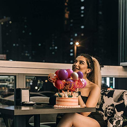 Balloon Birthday Cake Topper Mini Balloon Garland Cake Topper Confetti Acrylic Happy Birthday Cupcake Topper for Birthday Cake Supplies Decorations