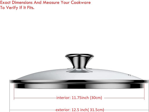 Cook N Home Tempered Glass Lid, 12"/30cm, Clear