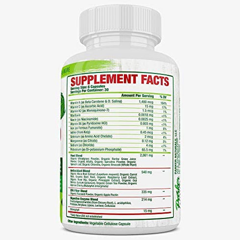 Parker Naturals Berry Green Superfood Capsules 180 ct. with Organic Greens & Organic Fruits, Enzymes, Probiotics, Antioxidants, Vitamins, Minerals - Alkalize & Detox - Non GMO, Vegan & Gluten Free