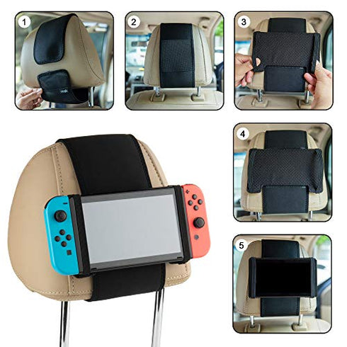 Cosmos Car Headrest Mount Holder Seat Mount Holder Compatible with Nintendo Switch and Other Mini Tablets