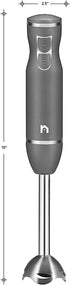 New House Kitchen Immersion Hand Blender 2 Speed Stick Mixer with Stainless Steel Shaft & Blade, 300 Watts Easily Food, Mixes Sauces, Purees Soups, Smoothies, and Dips, Silver (NH19-RBR-S-SILVER)