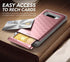Galaxy Note 8 Case, Clayco Argos Series Premium Hybrid Protective Wallet Case for Samsung Galaxy Note 8 (Built-in Credit Card/ID Card Slot) (Rosegold)