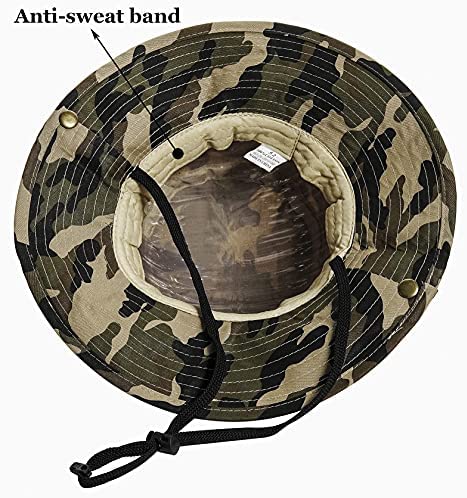 Boys Camo Sun-Bucket-Hat Summer Outdoor Safari Fishing-Hat Boonie-Cap for Big Kids 7-14Yrs (Size: 7)
