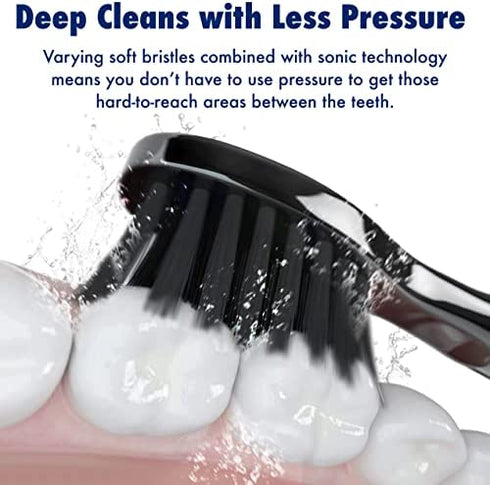 Sonic-FX Replacement Electric Toothbrush Heads Compatible with Fairywill, Sonic-FX and SnapWhite for Adults and Kids | Soft Charcoal/Nylon Bristles Sonic Replacement Toothbrush Heads (Black,Pack of 8)