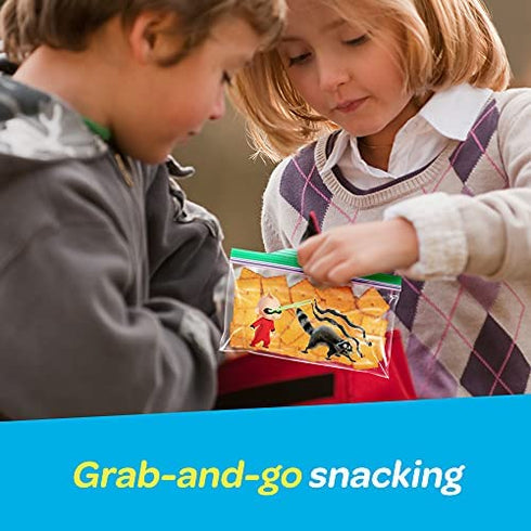 Ziploc Snack Bags for On the Go Freshness, Grip 'n Seal Technology for Easier Grip, Open, and Close, 66 Count, Pixar Designs