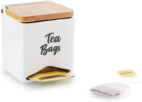 Sweese 230.101 Porcelain Tea Bag Storage Organizer Caddy Holder, a Beautiful Housewarming Gift for Friends and Family, White